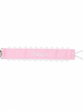 Personalized Pink Pacifier Clip with White Trim - Oaklynn